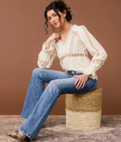 Tops | Gimmicks Pieced Crochet Top White