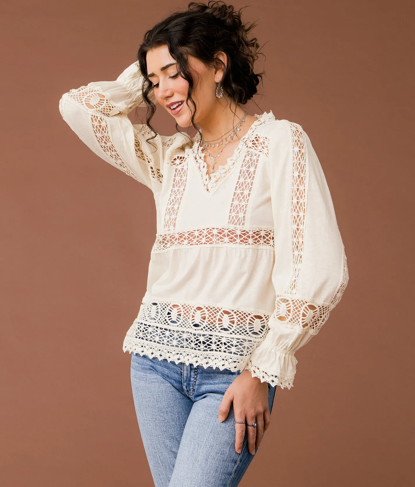 Tops | Gimmicks Pieced Crochet Top White