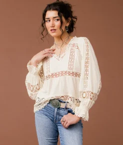Tops | Gimmicks Pieced Crochet Top White