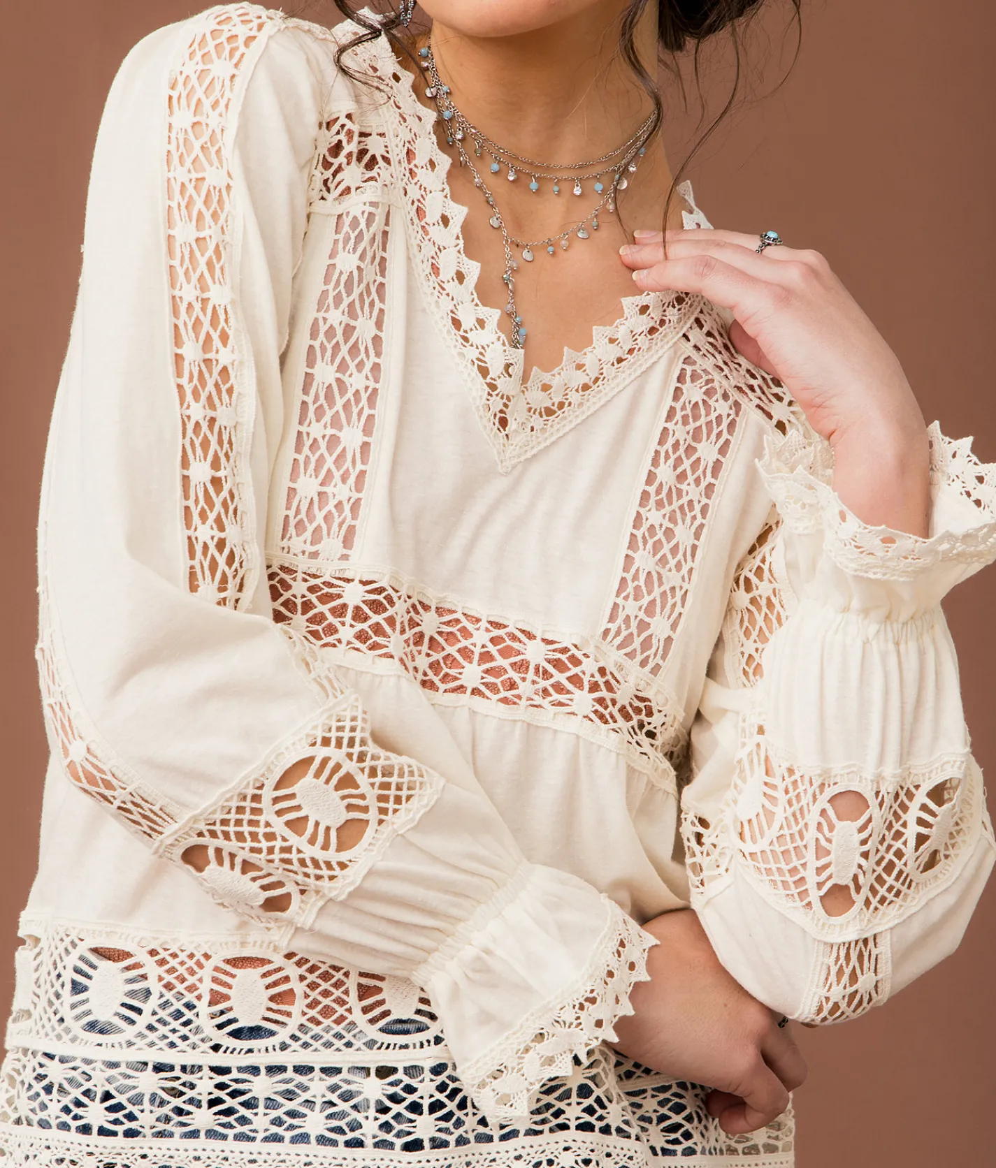Tops | Gimmicks Pieced Crochet Top White