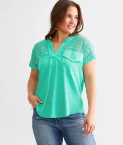 Daytrip Pieced Crochet Top Spearmint Best