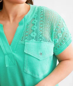 Daytrip Pieced Crochet Top Spearmint Best