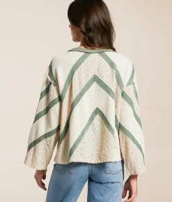 Tops | POL Pieced Eyelet Linen Blend Top Almond Milk