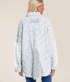 Coats & Jackets | POL Pieced Floral Denim Oversized Shacket Denim Floral Multi