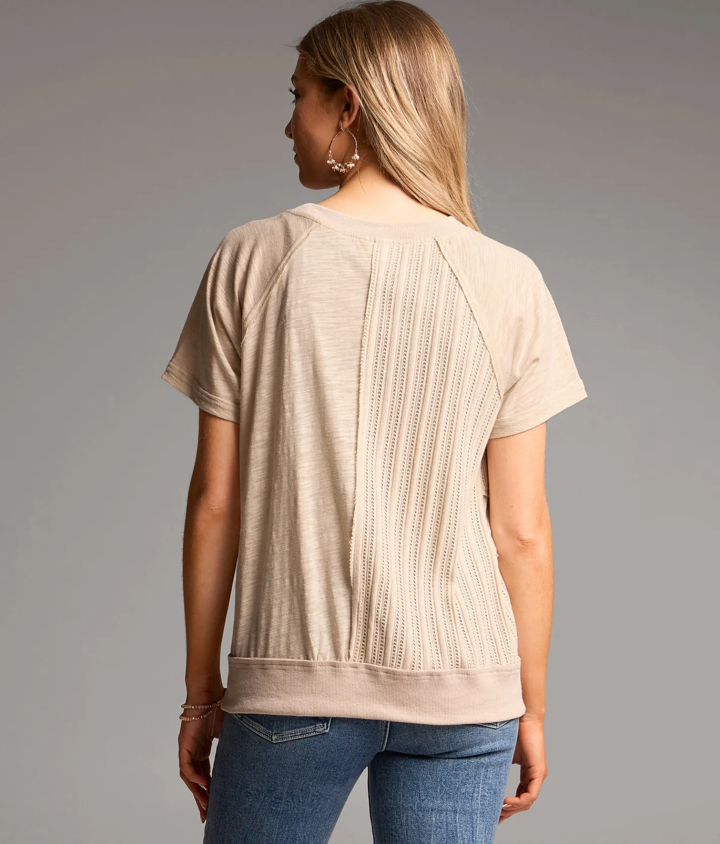 Tops | BKE Pieced Floral Embroidered Henley Birch