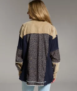 Tops|Coats & Jackets | BKE Pieced Floral Shacket Cream
