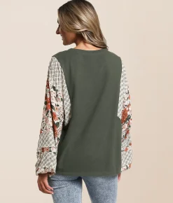 Daytrip Pieced Floral Top Thyme Best