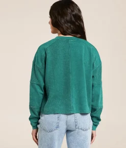 FITZ + EDDI Pieced Henley Antique Green Hot