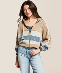 Tops | POL Pieced Hoodie Latte