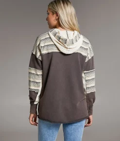 BKE Pieced Hoodie Ebony Discount
