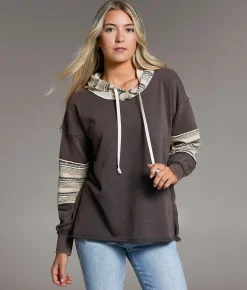 BKE Pieced Hoodie Ebony Discount