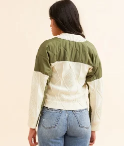 Open SZN Pieced Jacket Cream Olive New
