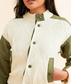 Open SZN Pieced Jacket Cream Olive New