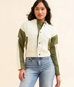 Open SZN Pieced Jacket Cream Olive New