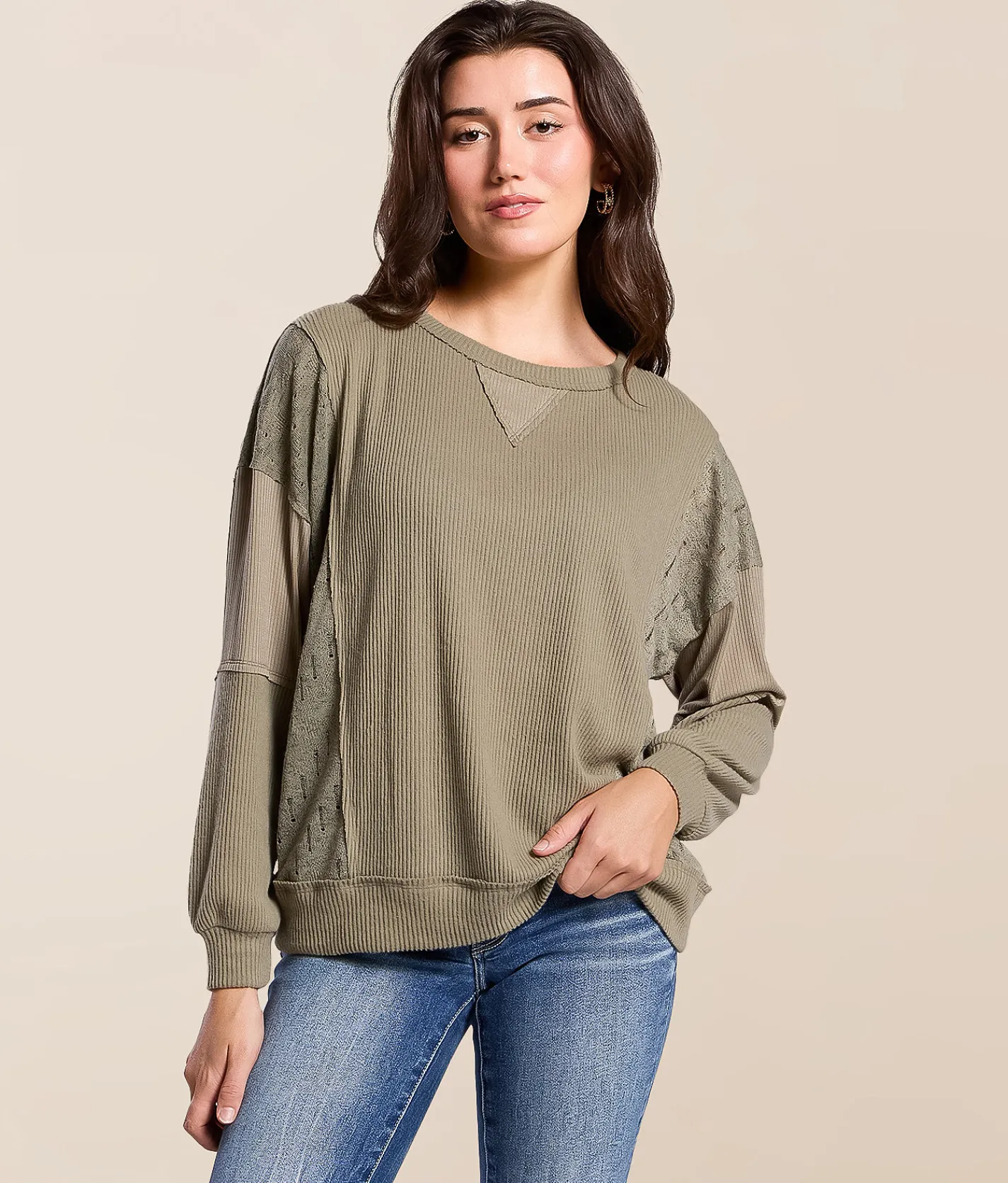 Daytrip Pieced Knit Top Vetiver Best