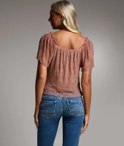 BKE Pieced Lace Hanky Top Burlwood
