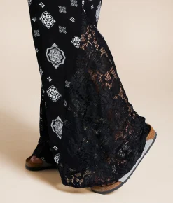 Willow & Root Pieced Lace Jumpsuit Black Ivory Best