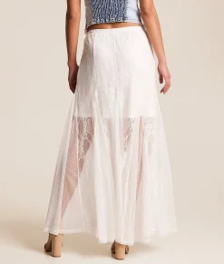 Bottoms | Willow & Root Pieced Lace Maxi Skirt White