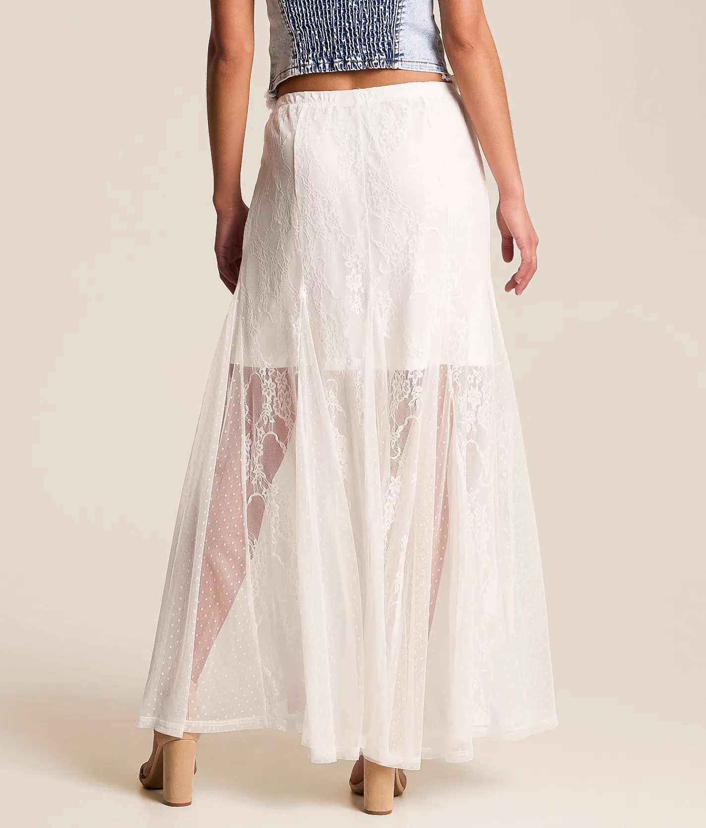 Bottoms | Willow & Root Pieced Lace Maxi Skirt White