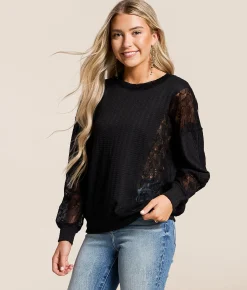 Tops | Daytrip Pieced Lace Top Black