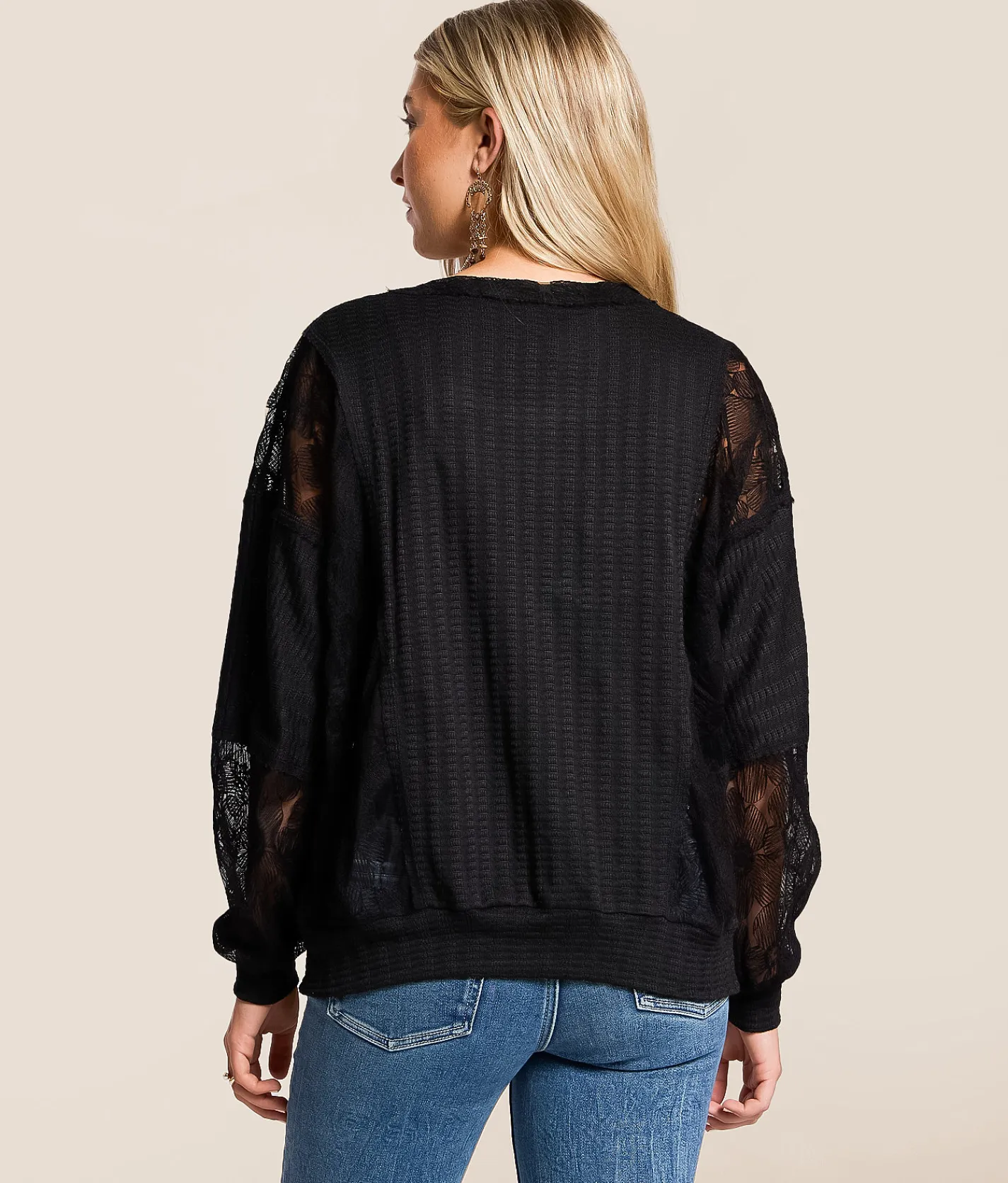 Tops | Daytrip Pieced Lace Top Black