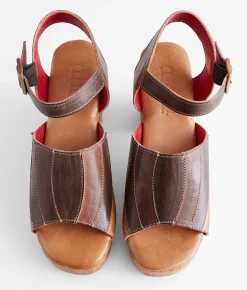Bed Stu Pieced Leather Heeled Sandal Cold Brew Rustic Discount