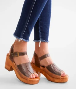 Bed Stu Pieced Leather Heeled Sandal Cold Brew Rustic Discount