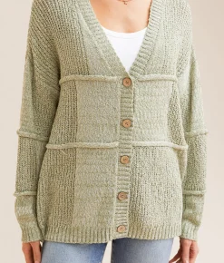 BKE Pieced Nubby Cardigan Sweater Bronze Marl Outlet