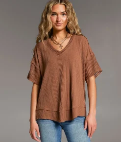 BKE Pieced Open Weave Top Acorn Outlet