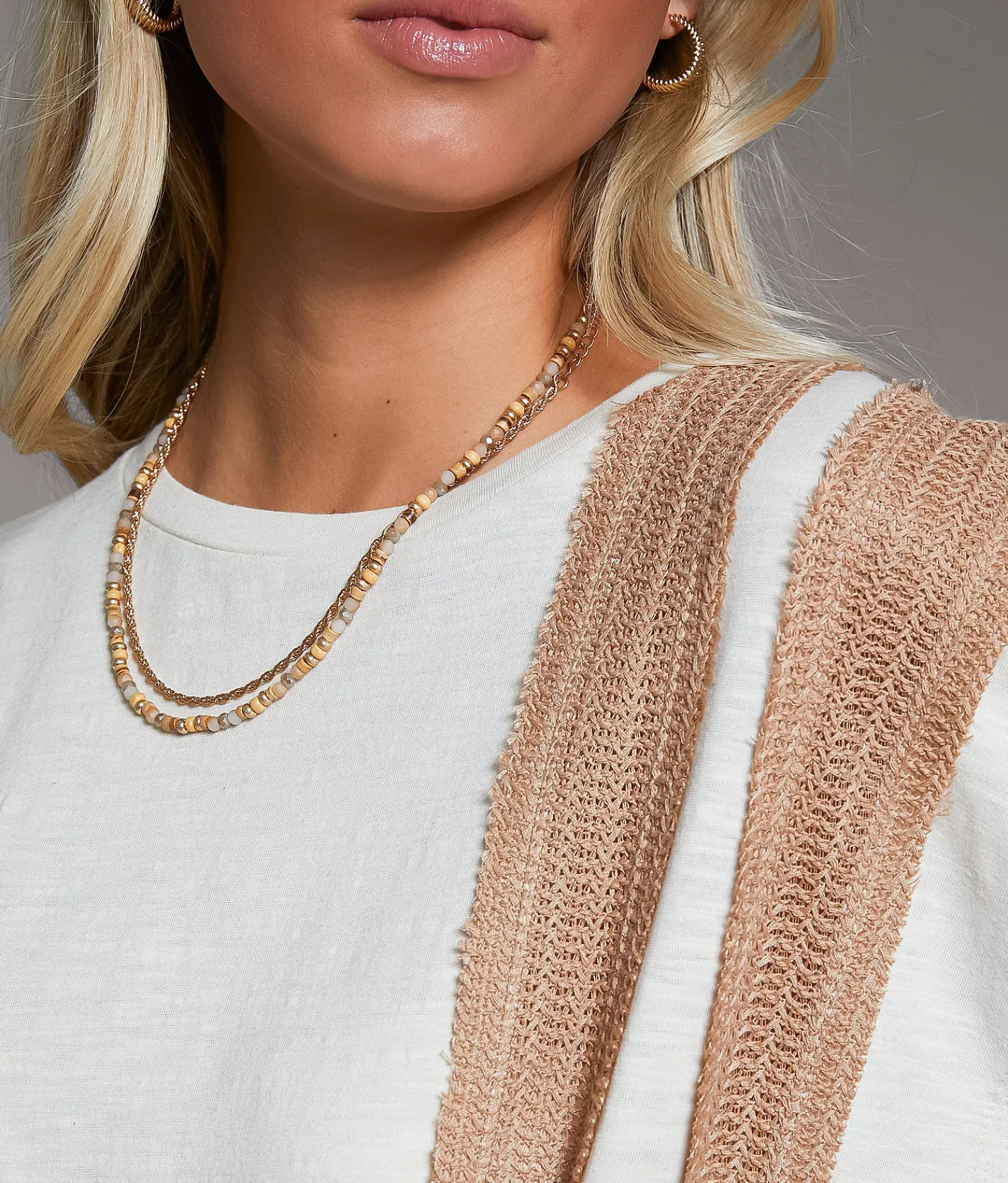 Tops | BKE Pieced Open Weave T-Shirt Cream