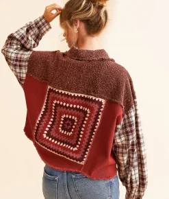 Miss Me Pieced Plaid Hooded Shacket Multi Red Discount
