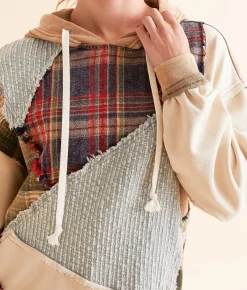 Tops | BKE Pieced Plaid Hoodie Multi