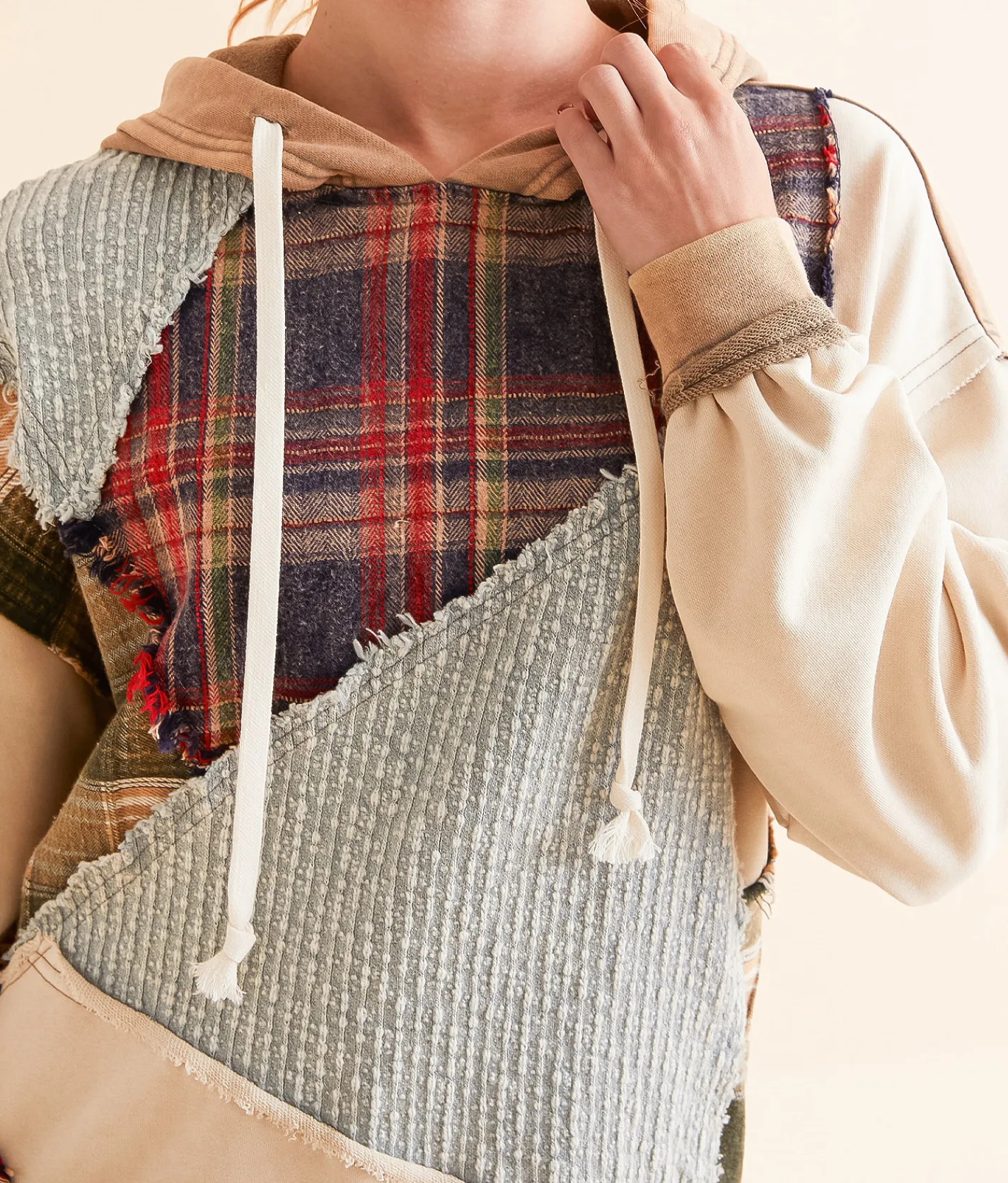 Tops | BKE Pieced Plaid Hoodie Multi