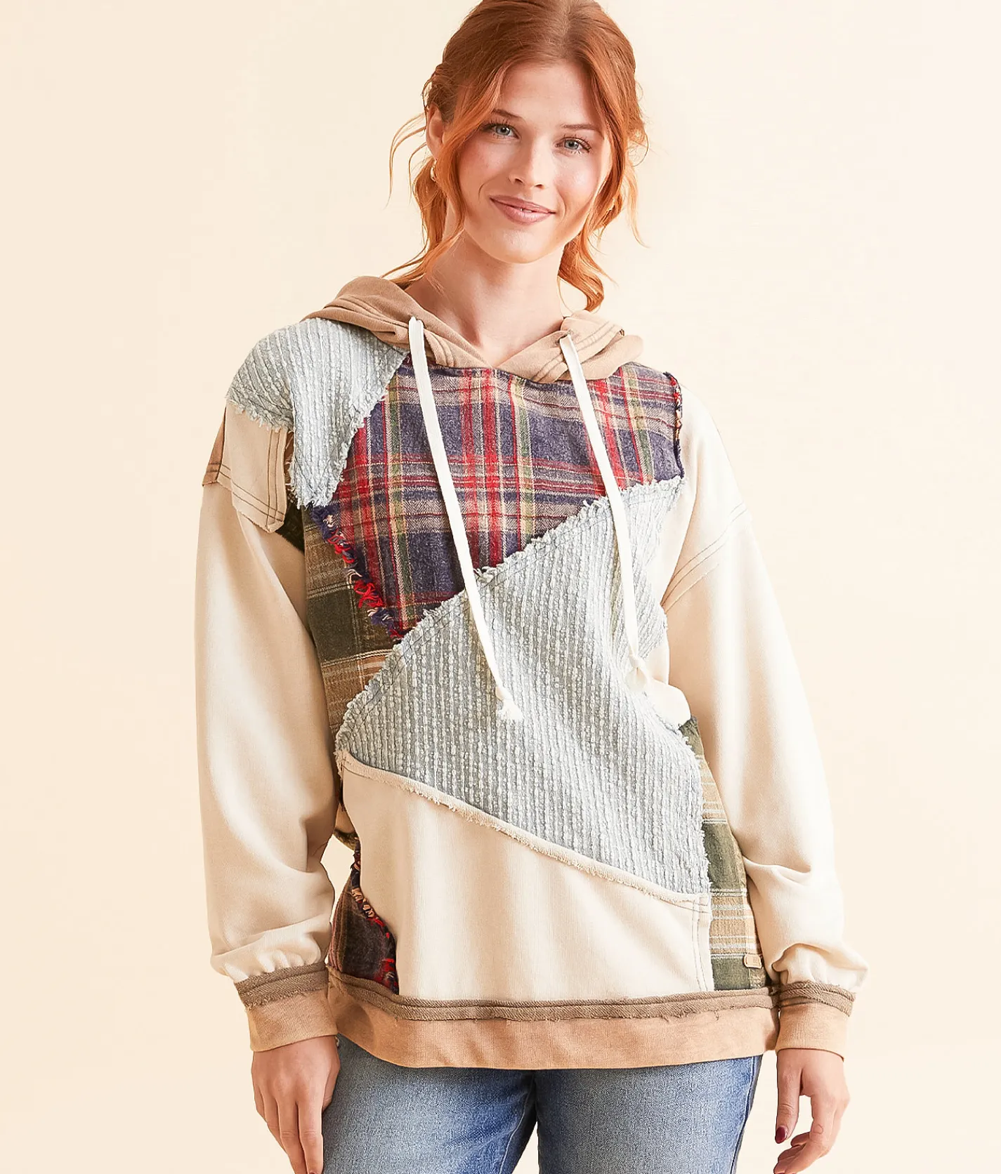 Tops | BKE Pieced Plaid Hoodie Multi