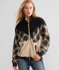 Coats & Jackets | BKE Pieced Plaid Jacket Tan Black
