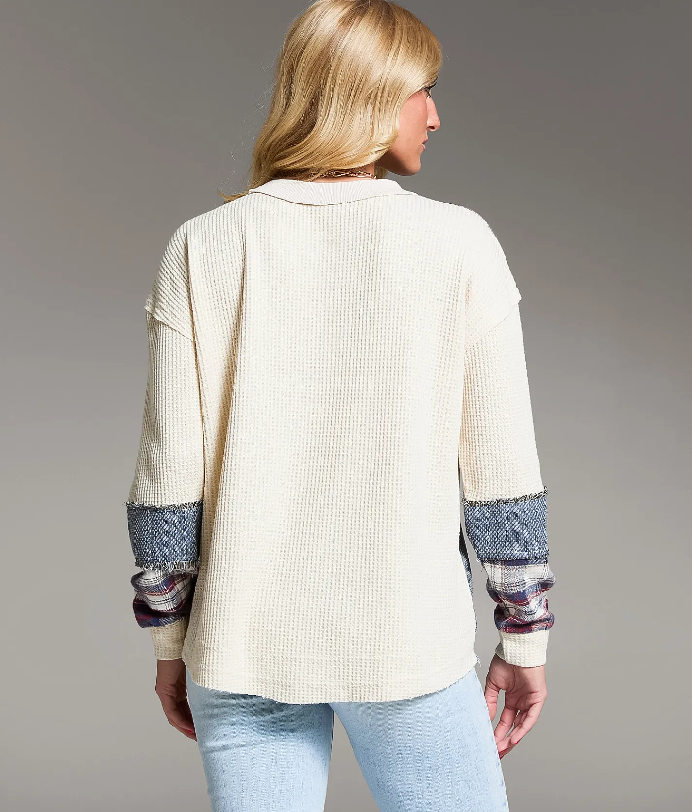 Tops | BKE Pieced Plaid Thermal Multi
