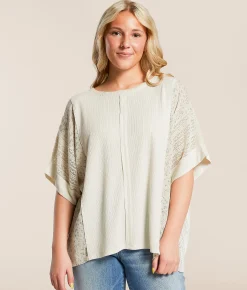 Daytrip Pieced Pointelle Floral Top Cream Multi Outlet