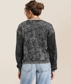 Gilded Intent Pieced Pullover Washed Black Clearance