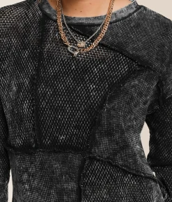 Gilded Intent Pieced Pullover Washed Black Clearance