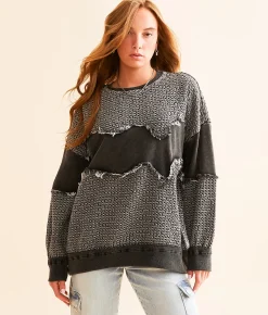 Gilded Intent Pieced Pullover Washed Black Clearance