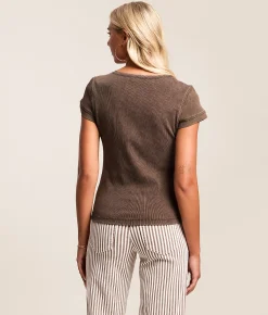 Gilded Intent Pieced Raw Edge Washed Top French Roast Clearance