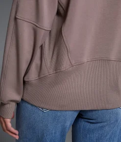 Buckle Black Pieced Rib Knit Hoodie Deep Taupe Online