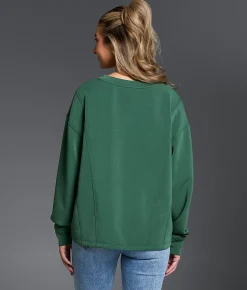 Buckle Black Pieced Seam Pullover Cilantro