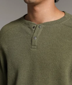Tops | BKE Pieced Snap Henley Olive