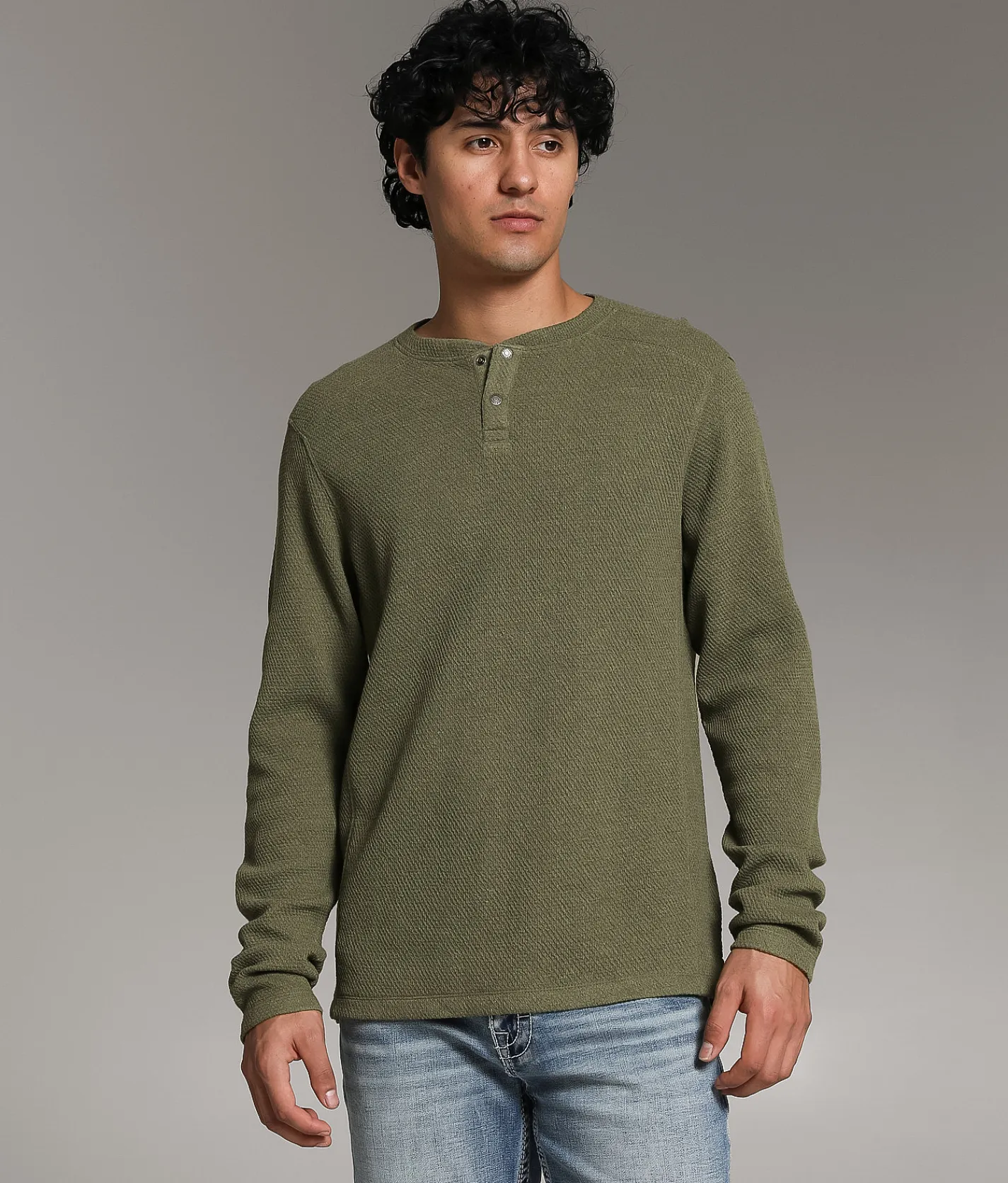 Tops | BKE Pieced Snap Henley Olive