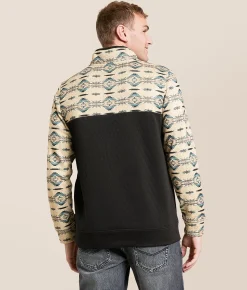 Tops | Departwest Pieced Southwestern Print Quarter Zip Pullover Woodland Gray
