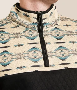 Tops | Departwest Pieced Southwestern Print Quarter Zip Pullover Woodland Gray