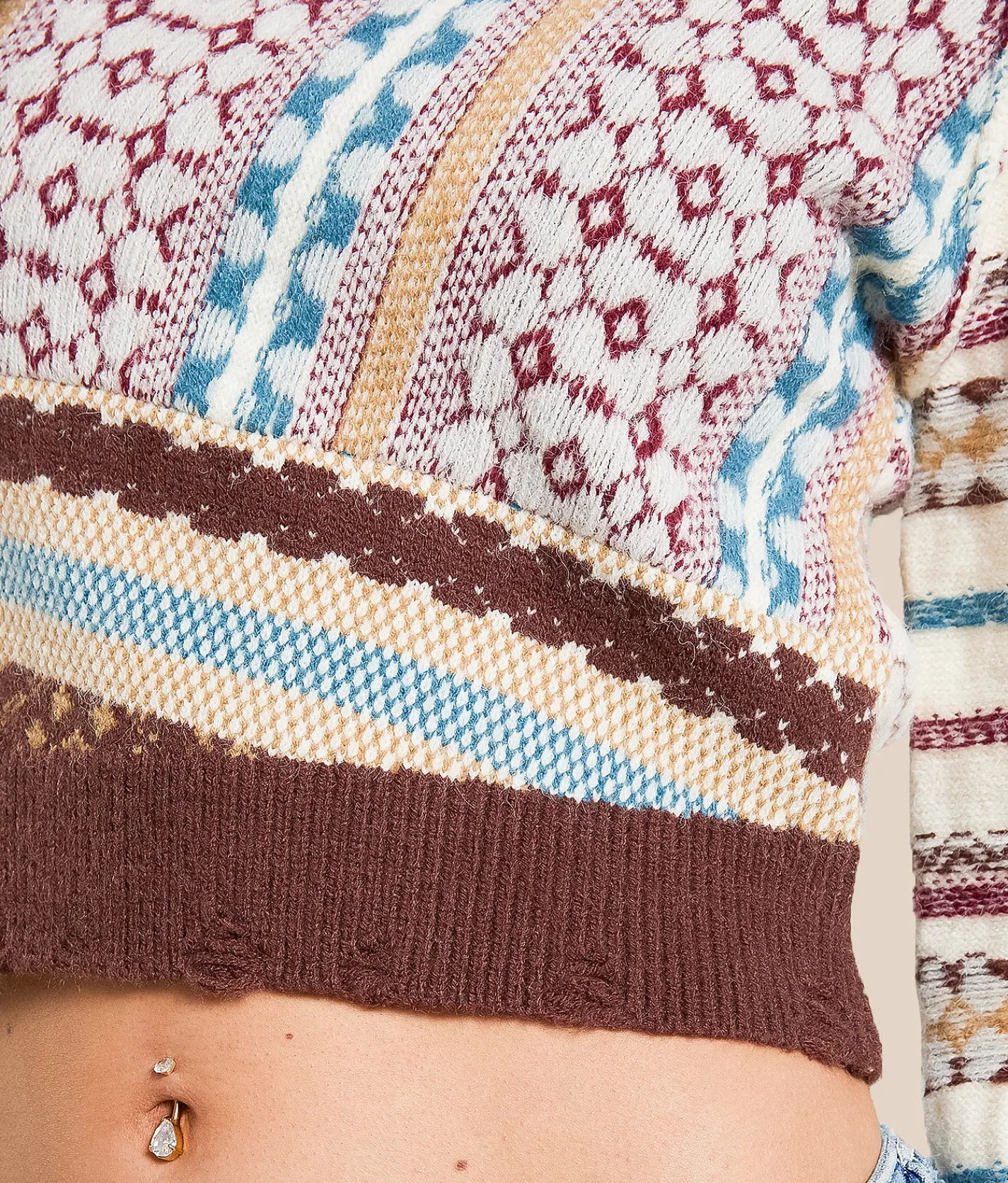 Gilded Intent Pieced Sweater Multi Print Hot