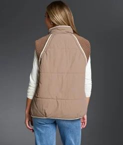 Buckle Black Pieced Sweater Puffer Vest Dark Taupe Outlet