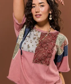 Tops | Gimmicks Pieced T-Shirt Pink Multi